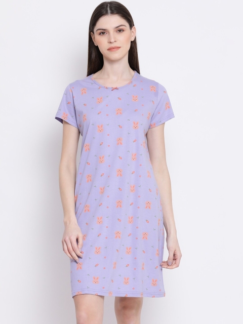 

Kanvin Purple Printed Nightdress