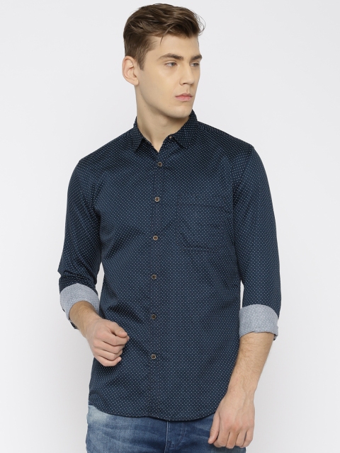

Nature Casuals Men Navy Blue Slim Fit Printed Casual Shirt