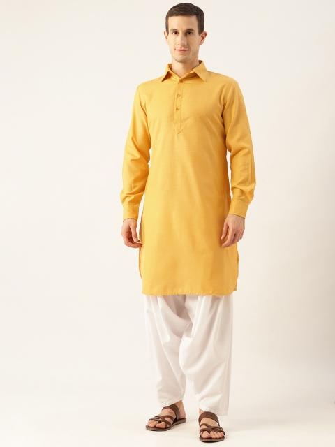 

Molly & Michel Men Mustard Yellow Pure Cotton Kurta with Salwar
