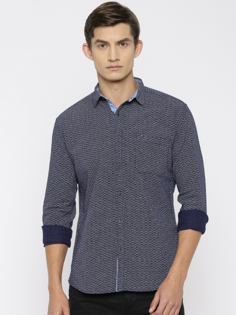 

Nature Casuals Men Navy Blue Slim Fit Printed Casual Shirt