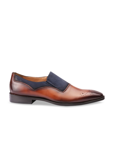 

Harrytech London Men Navy-Blue & Tan-Brown Solid Formal Slip-on's