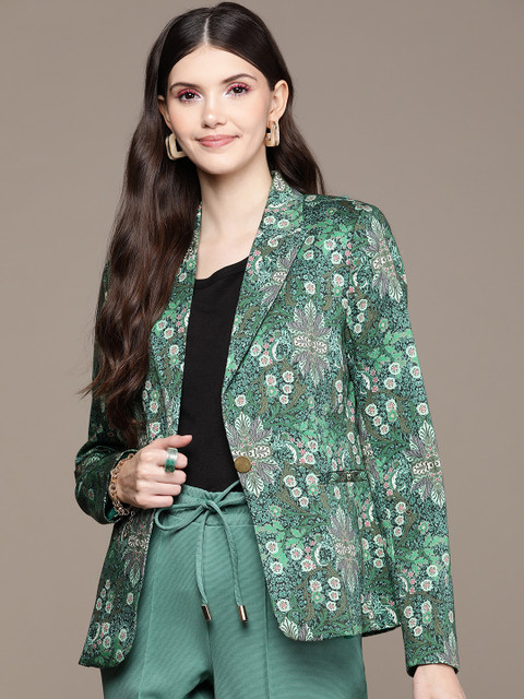 

Label Ritu Kumar Women Green Floral Tailored Jacket