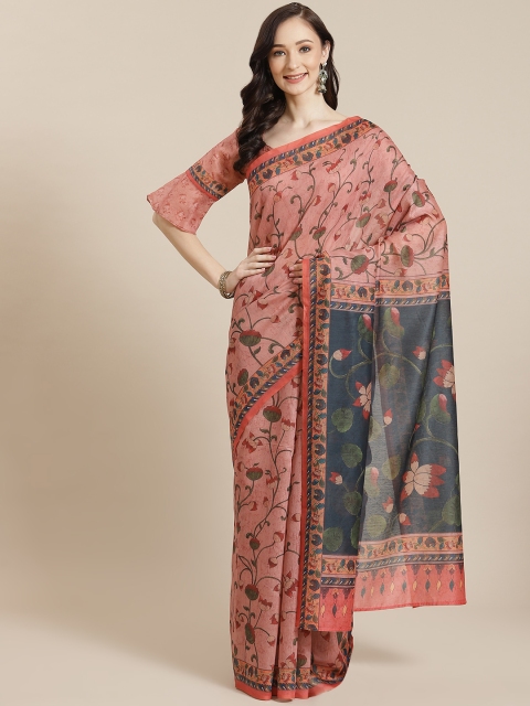 

Mitera Pink Ethnic Motifs Silk Blend Chanderi Saree