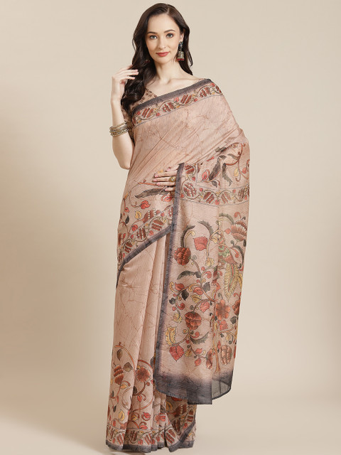 

Mitera Women Brown & Red Floral Saree