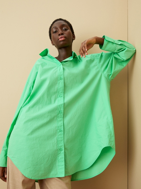 

H&M Women Green Tailored Fit Casual Shirt