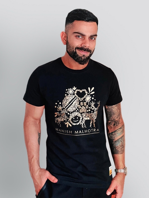 

Wrogn X VKF by Manish Malhotra Men Black Printed Slim Fit T-shirt