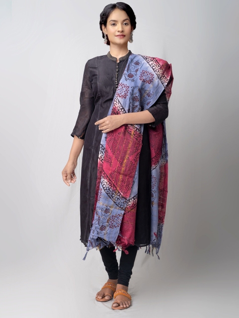

Unnati Silks Women Grey & Maroon Ethnic Motifs Printed Pure Cotton Dupatta