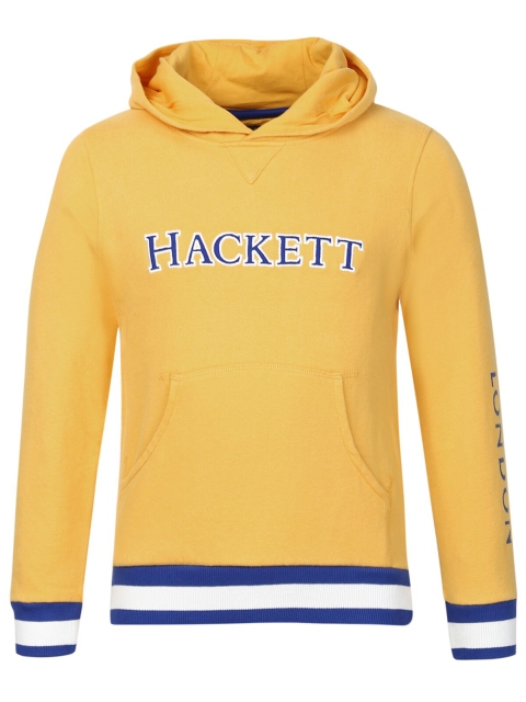 

HACKETT LONDON Boys Yellow Printed Hooded Cotton Sweatshirt