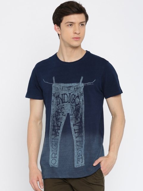 

SF JEANS by Pantaloons Men Navy Printed T-shirt, Navy blue