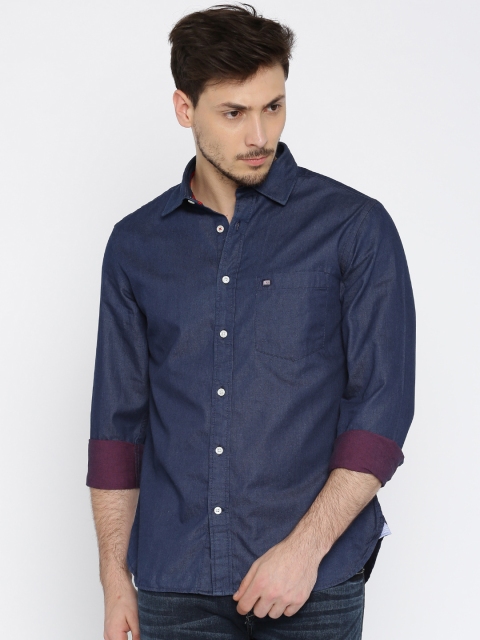 

BYFORD by Pantaloons Men Blue Slim Fit Solid Casual Shirt