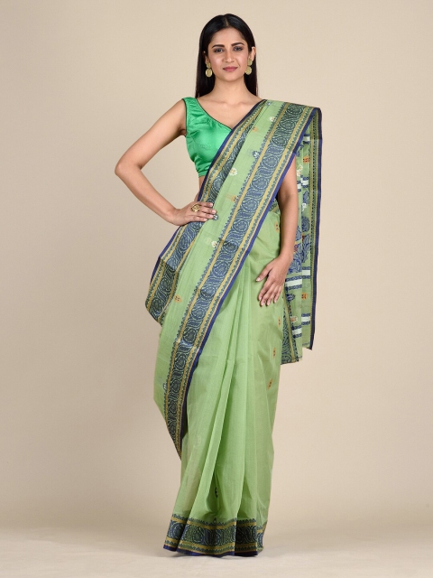 

Mitera Green & Blue Floral Pure Cotton Saree