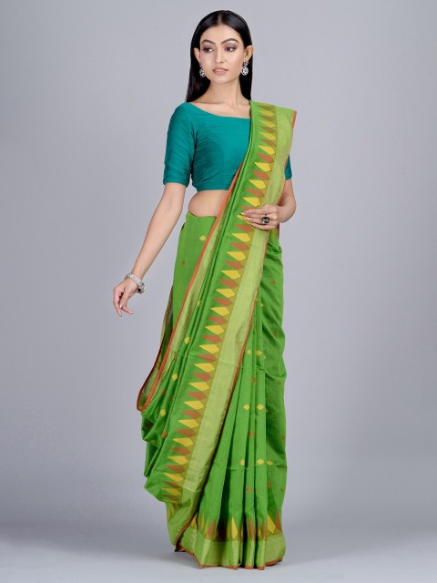 

Mitera Green & Blue Woven Design Zari Saree
