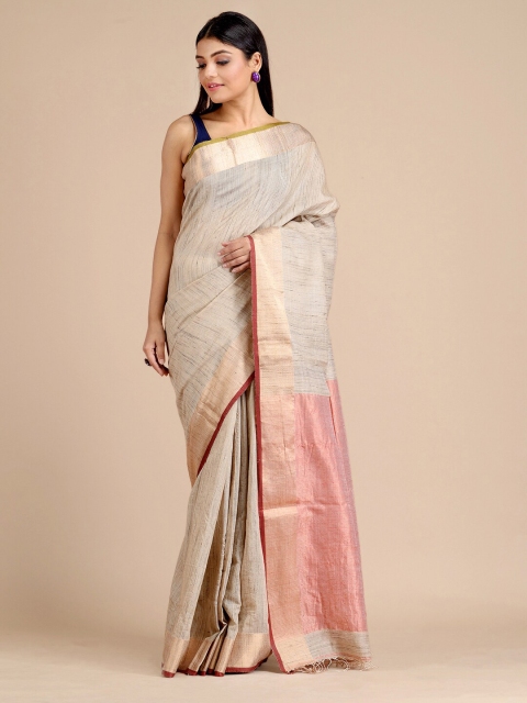 

Mitera Beige Woven Design Pure Silk Saree