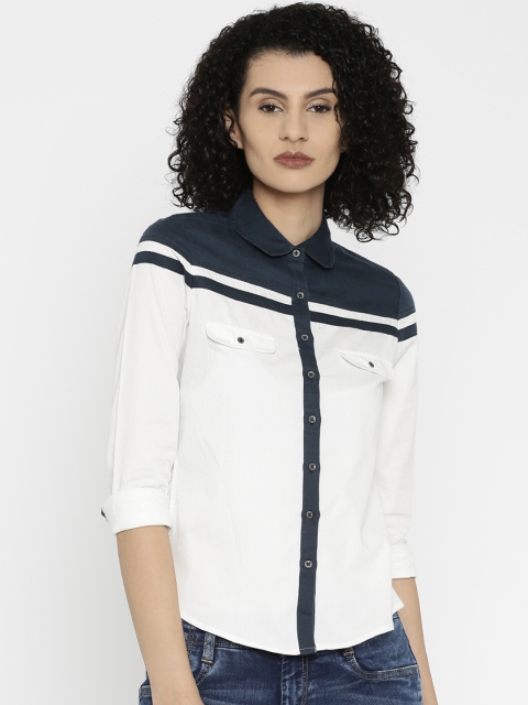 

Wrangler Women White & Navy Shirt