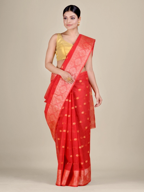 

Mitera Red Woven Design Pure Cotton Saree