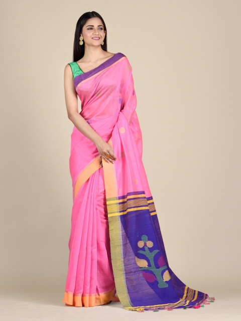 

Mitera Pink & Purple Woven design Floral Saree