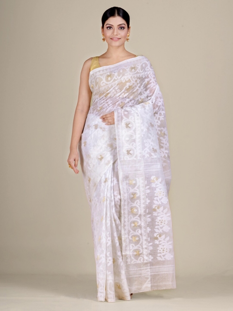 

Mitera White Woven Design Saree