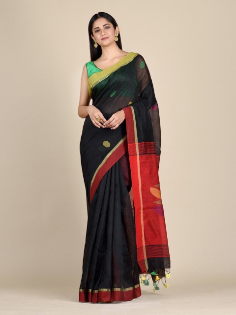 

Mitera Black & Red Woven Design Heavy Work Saree