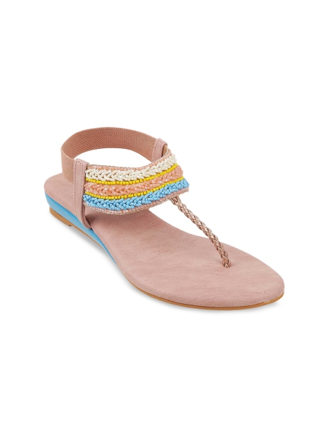

Metro Women Gold-Toned Embellished T-Strap Flats