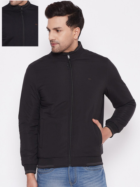 

Okane Men Black Reversible Bomber Jacket