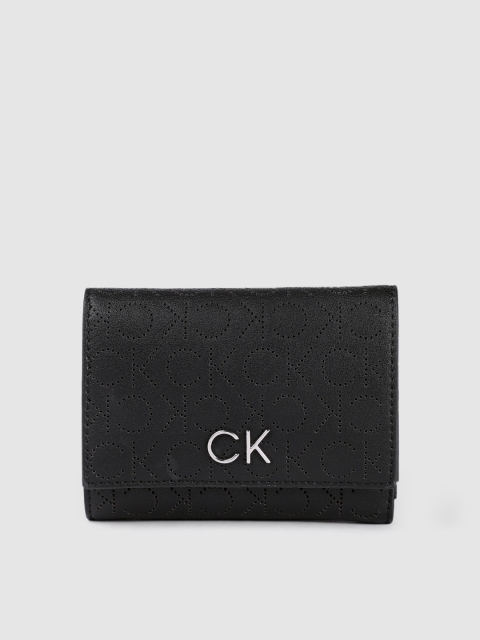 

Calvin Klein Women Black Typography PU Three Fold Wallet