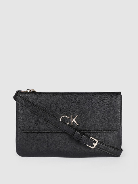 

Calvin Klein Black Solid Structured Sling Bag