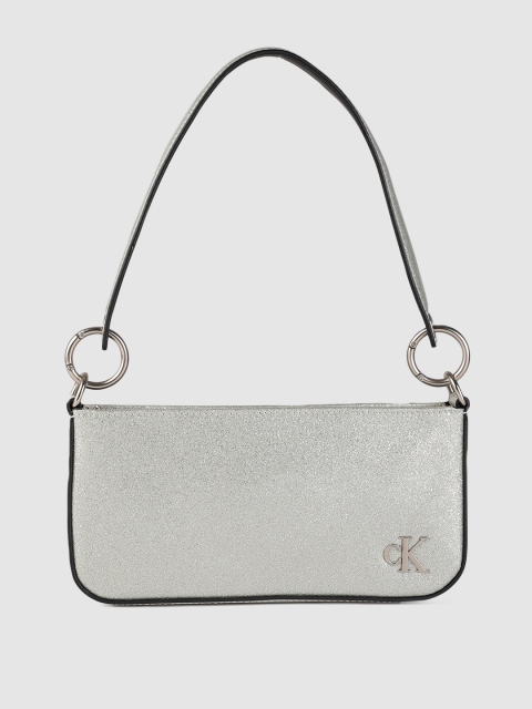 

Calvin Klein Silver-Toned PU Structured Shoulder Bag