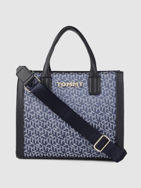 

Tommy Hilfiger Navy Blue Printed Structured Handheld Bag