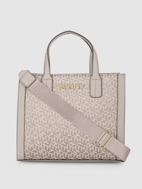 

Tommy Hilfiger Grey Printed Structured Handheld Bag
