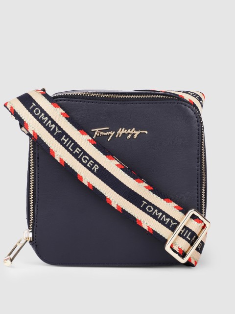 

Tommy Hilfiger Navy Blue Solid PU Regular Structured Crossover Sling Bag