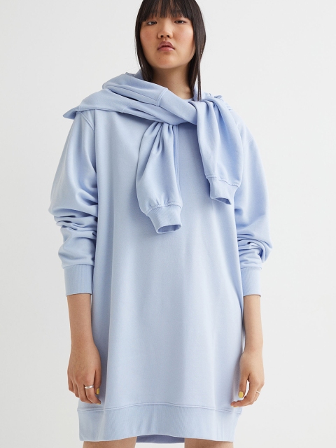 

H&M Blue Solid Sweatshirt dress