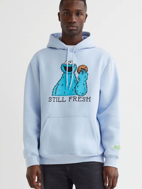 

H&M Men Blue Printed Regular Fit Hoodie