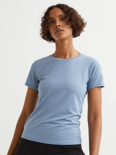 

H&M Women Blue Solid Round Neck Sports Top