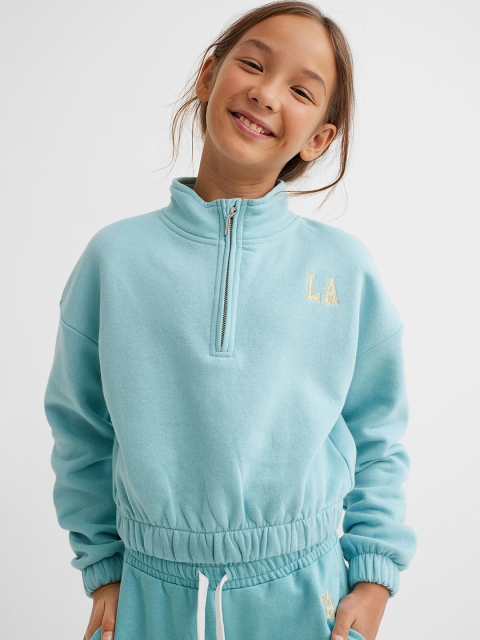 

H&M Girls Turquoise Blue Solid Wide Joggers