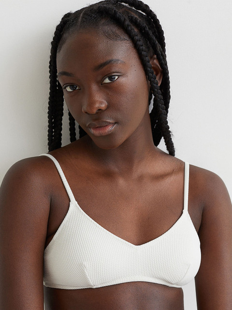 

H&M White Non Wired Full Padded Coverage Bikini Top