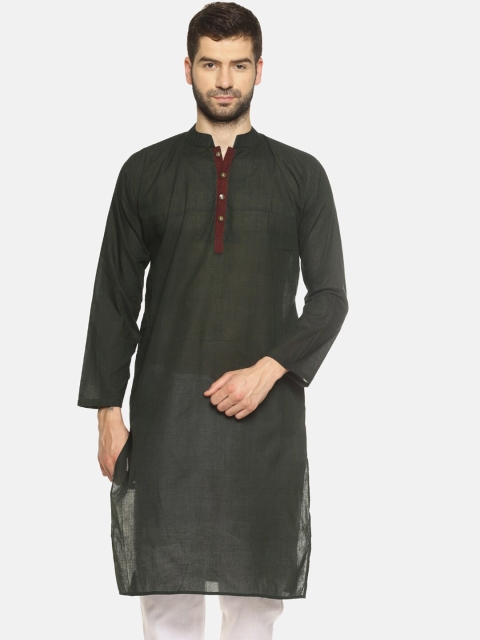 

PAROKSH Men Olive Green Handloom Kurta