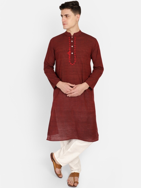 

PAROKSH Men Maroon Handloom Kurta