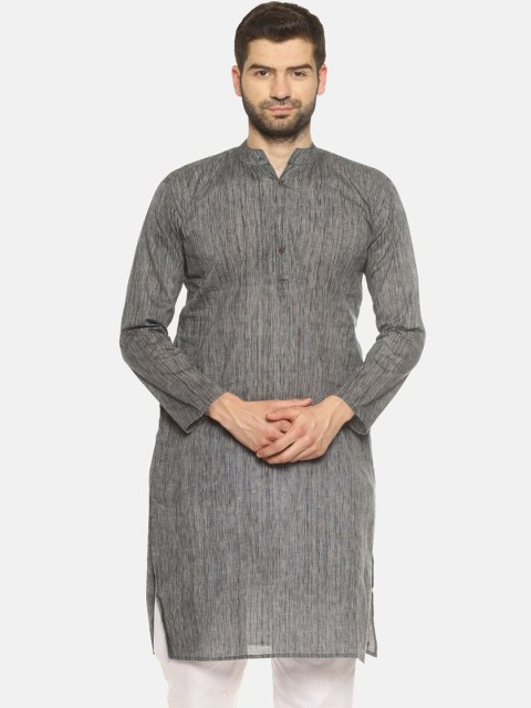

PAROKSH Men Grey Pure Cotton Straight Kurta