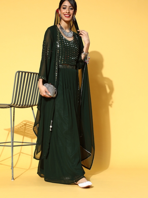 

Chhabra 555 Gorgeous Green Embellished Made to Measure Lehenga Choli with Dupatta