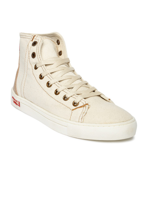 

Levis Men Beige High-Top Sneakers
