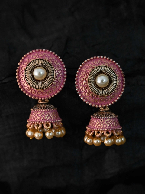 

justpeachy Pink Classic Jhumkas Earrings