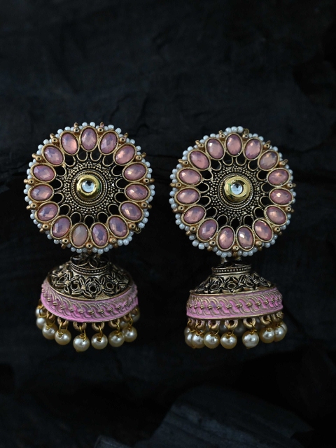

justpeachy Pink Classic Jhumkas Earrings