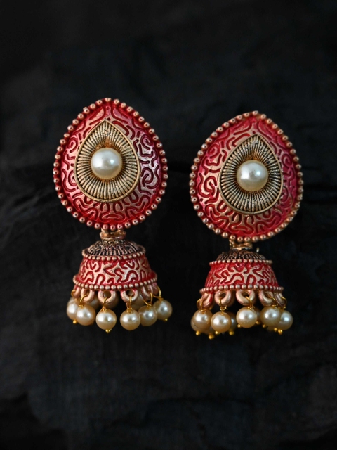 

justpeachy Red Classic Jhumkas Earrings