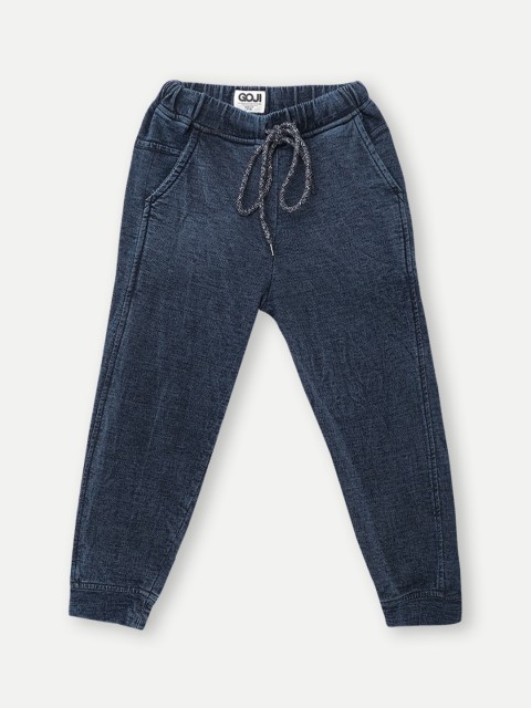 

GOJI Boys Navy Blue Textured Joggers