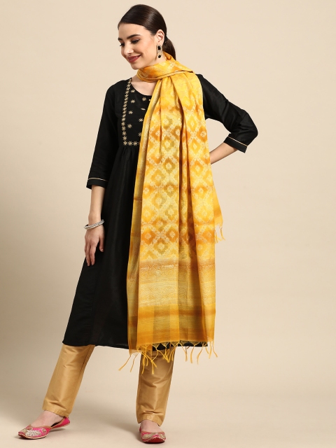 

Banarasi Style Yellow Ethnic Motifs Woven Design Cotton Silk Dupatta