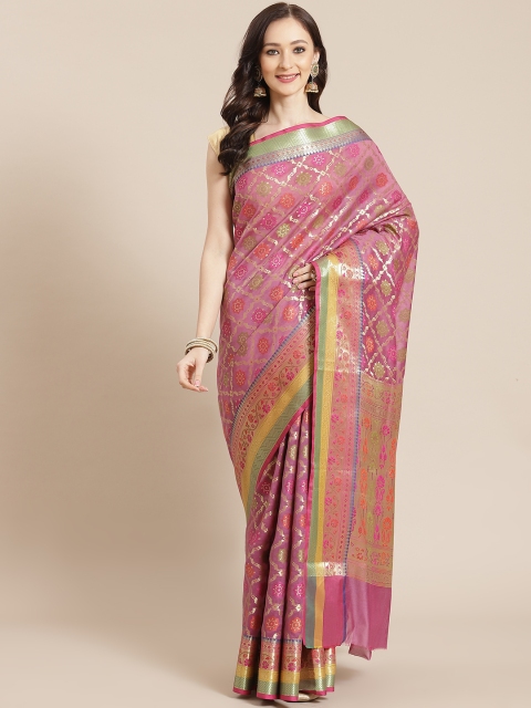 

Banarasi Style Purple Ethnic Motifs Silk Blend Banarasi Saree