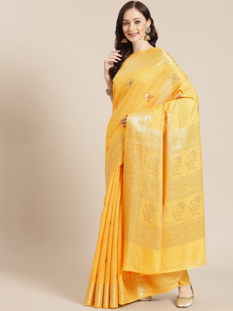 

Banarasi Style Women Yellow & Golden Woven Design Banarasi Saree