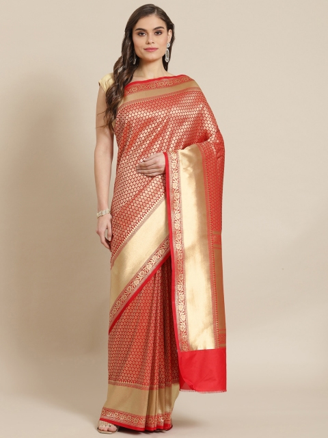 

Banarasi Style Red & Golden Woven Design Silk Blend Saree