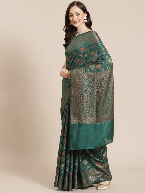 

Banarasi Style Women Green & Golden Ethnic Motifs Saree