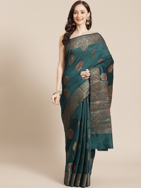 

Banarasi Style Women Green & Golden Ethnic Motifs Saree